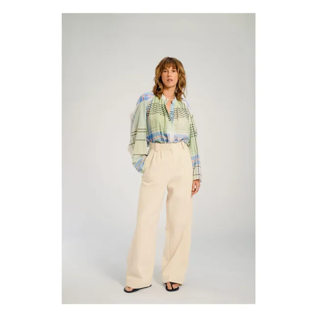 Hokkaido plaid blouse | Blue