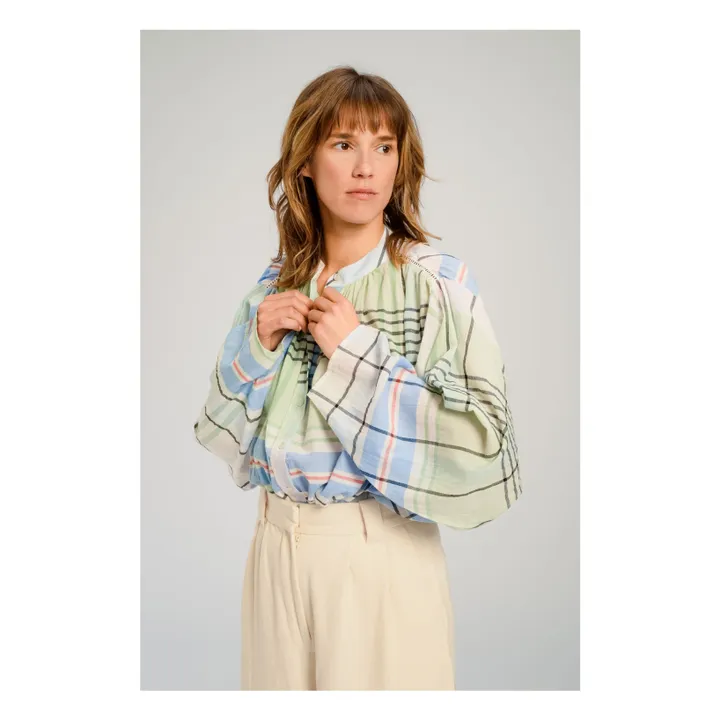 Blusa de cuadros Hokkaido | Azul- Imagen del producto n°7