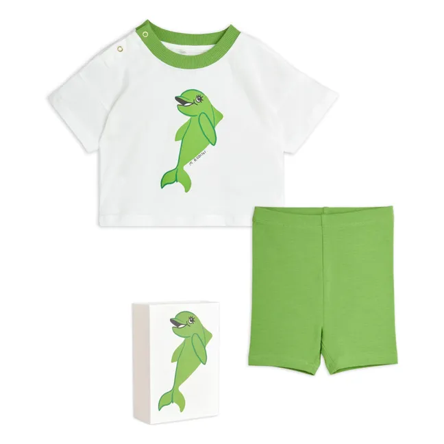 Conjunto de camiseta y pantalón corto Dolphin de algodón ecológico | Verde
