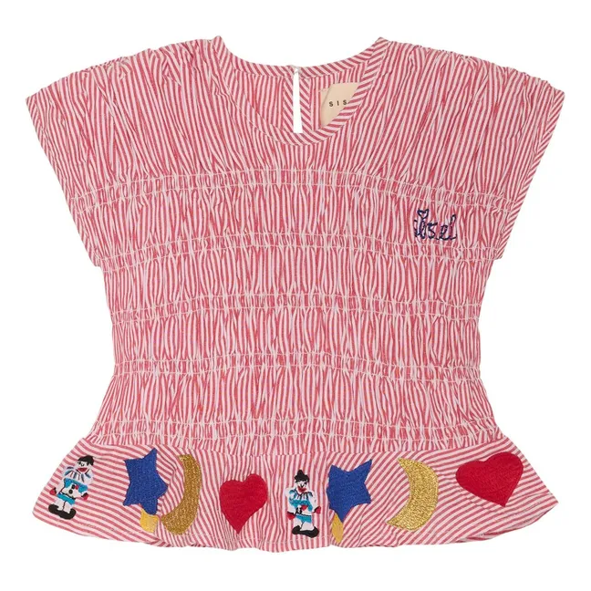 Top Smocké Sol Rayé - Collection Enfant | Rouge