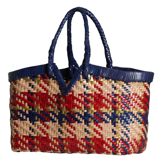 Handtasche Crudelia Kariert Leder | Blau