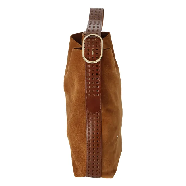 Sac Le Enzo Cran Croûte de Cuir | Camel