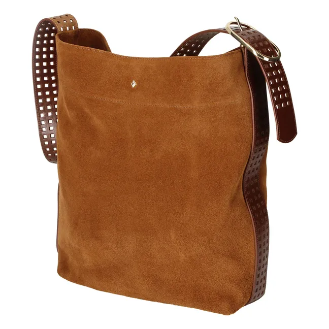 Sac Le Enzo Cran Croûte de Cuir | Camel