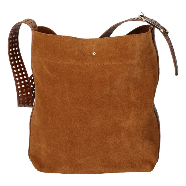 Sac Le Enzo Cran Croûte de Cuir | Camel