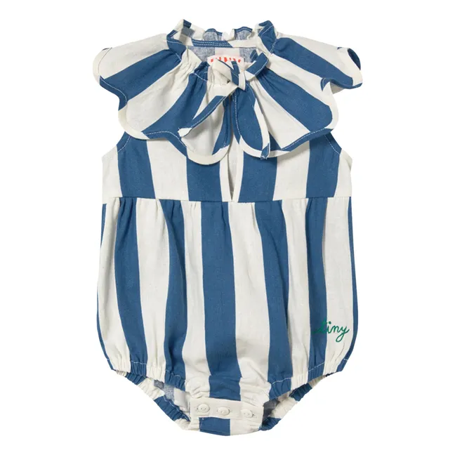 Body Volants Gestreift Leinen | Blau