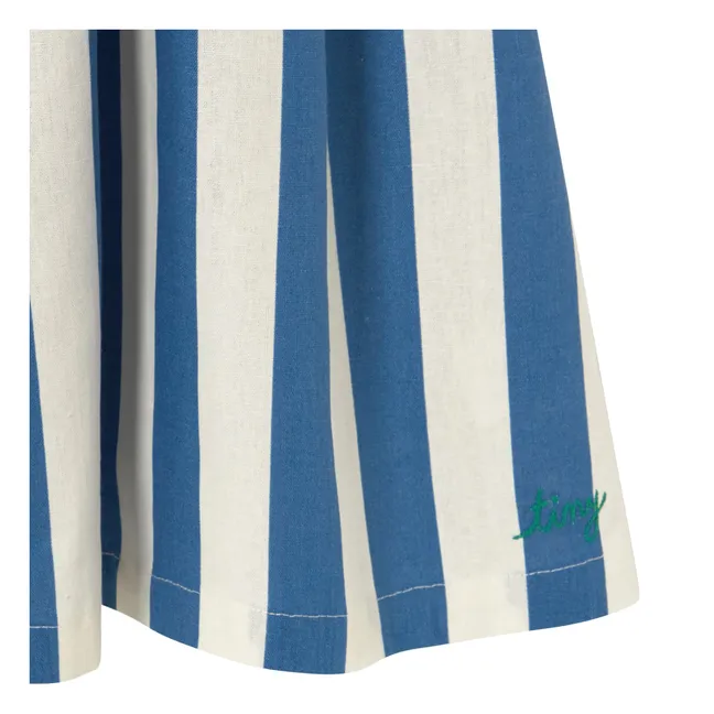 Vestido de lino a rayas sin tirantes | Azul