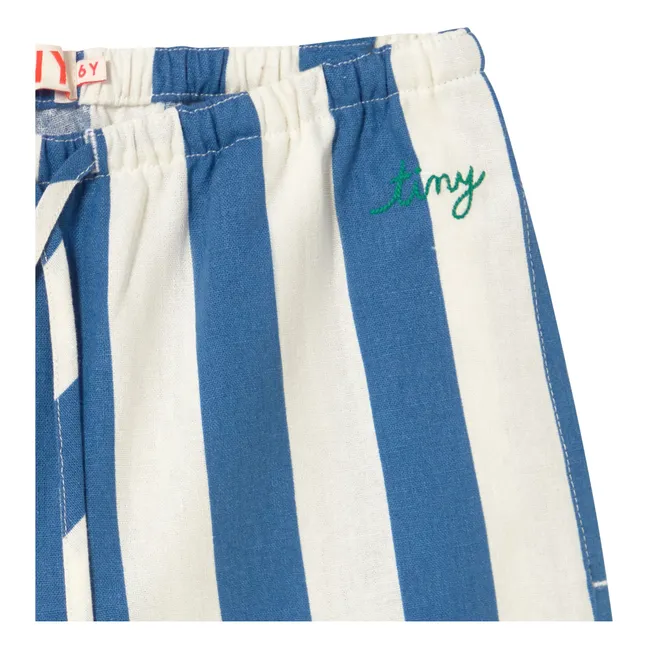 Pantalones de rayas de lino | Azul