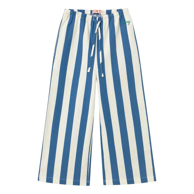 Pantalones de rayas de lino | Azul