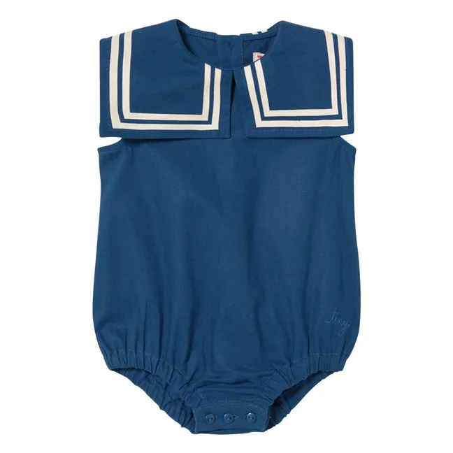 Strampelanzug Leinen | Navy