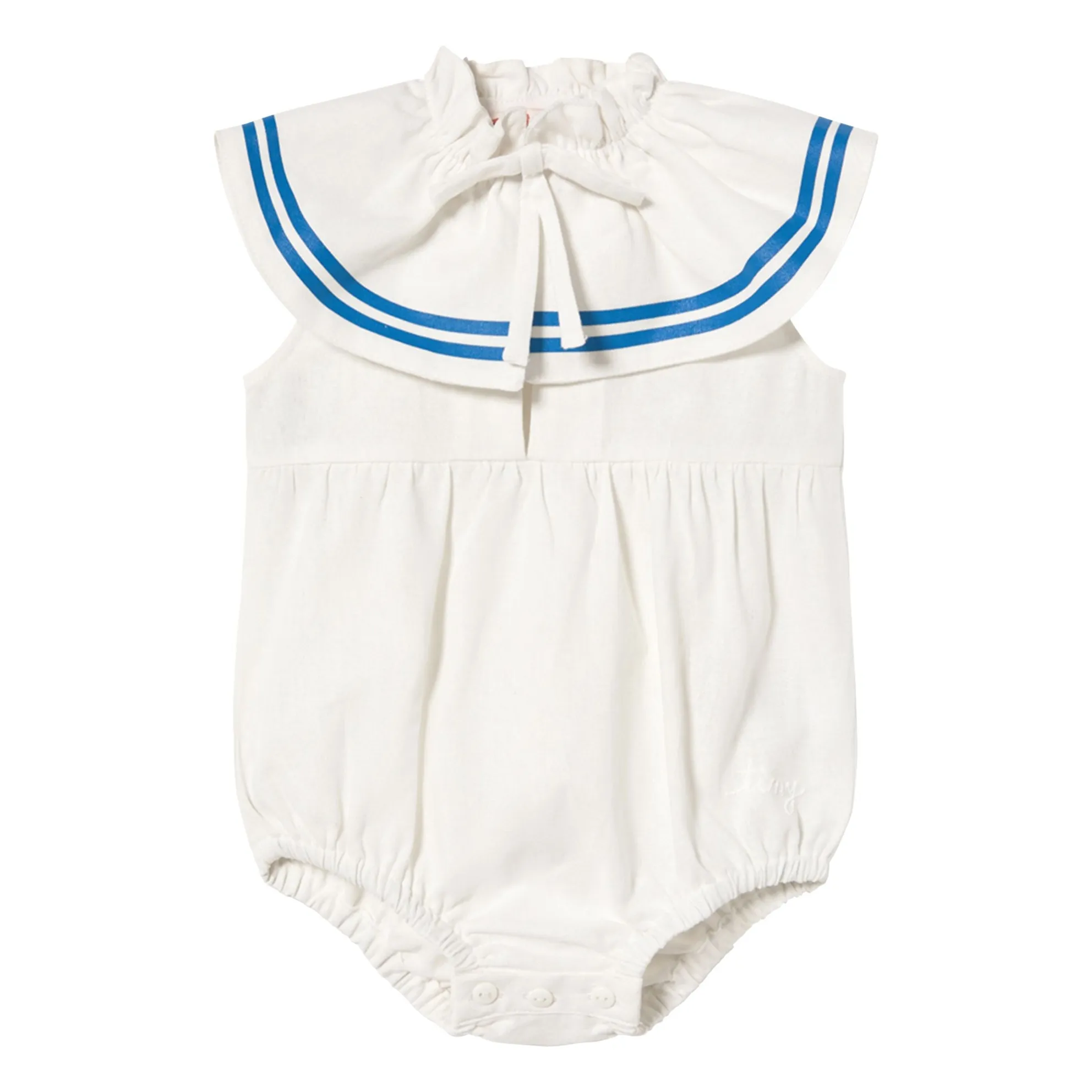 Tinycottons White Linen Ruffled Bodysuit