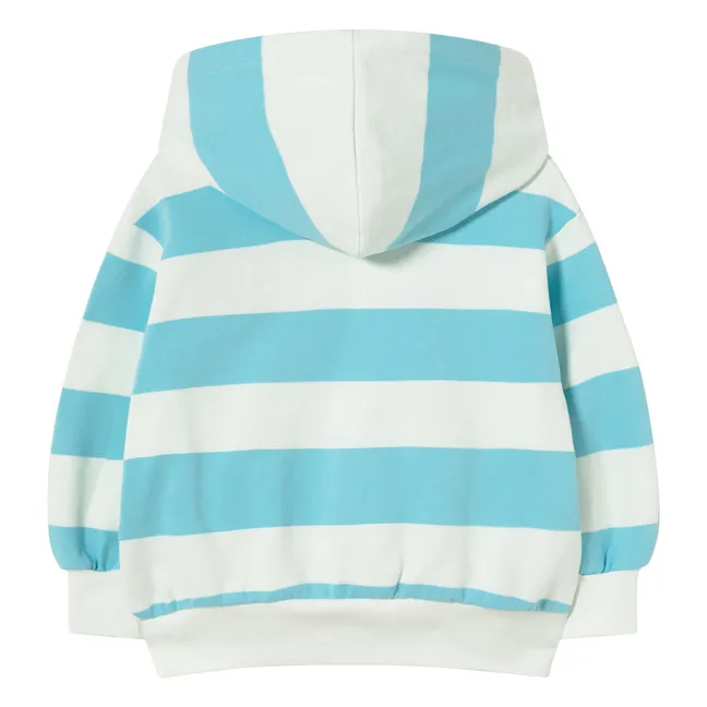 Sweat à Capuche Rayé Coton Bio | Bleu ciel
