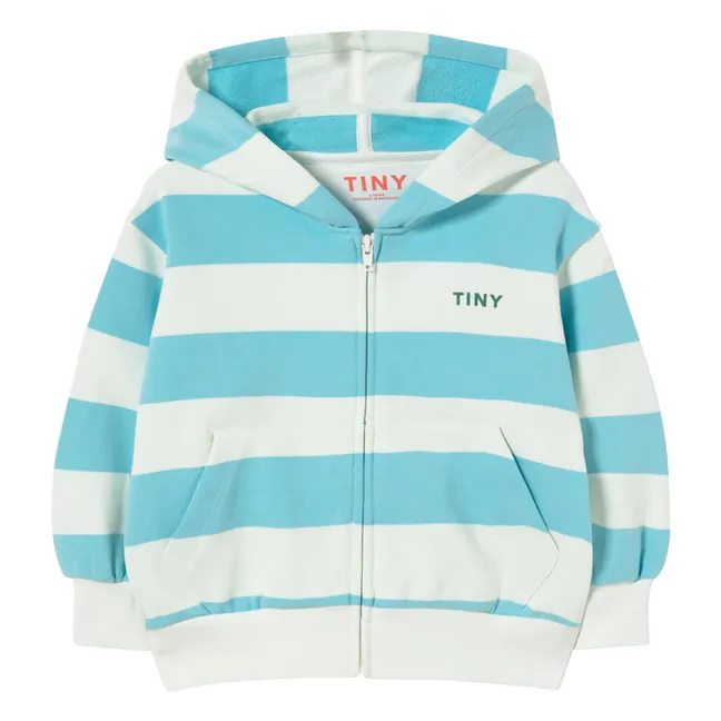 Sweat à Capuche Rayé Coton Bio | Bleu ciel