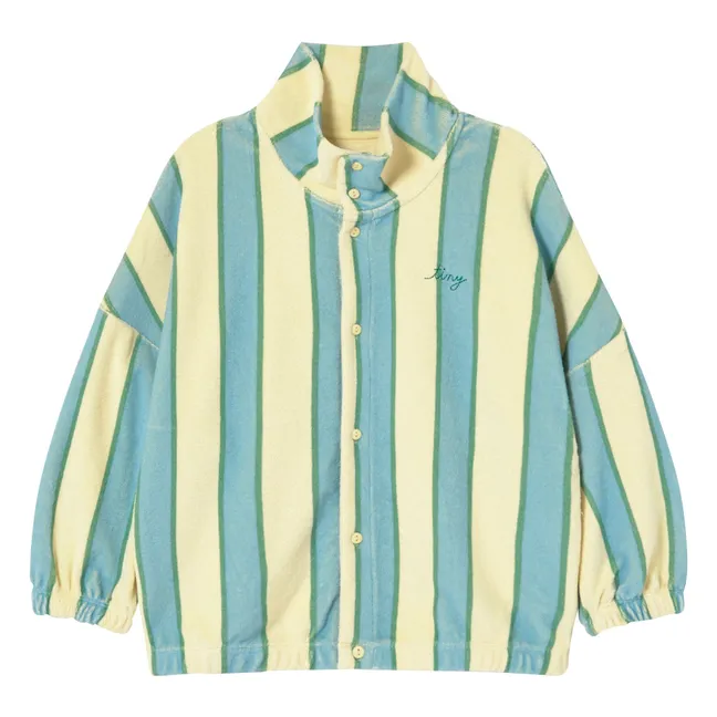 Sweat Boutonné Col Montant Rayé Coton Bio | Jaune pâle