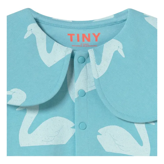 Sweat Boutonné Colerette Cygnes  | Bleu ciel