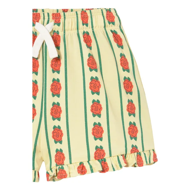 Short Volants Roses Coton Bio | Jaune pâle