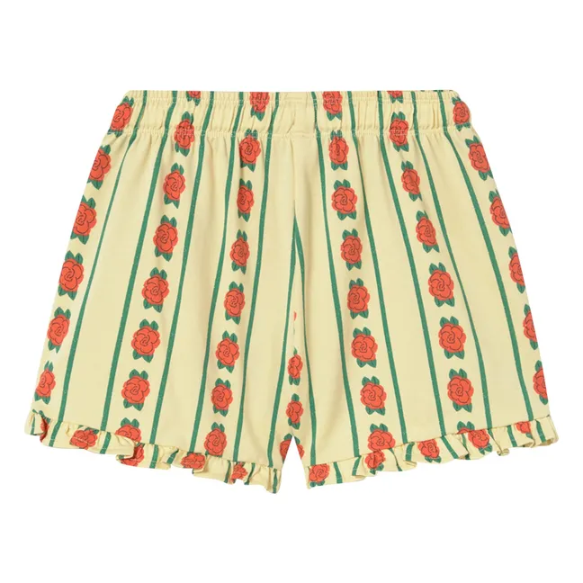 Short Volants Roses Coton Bio | Jaune pâle