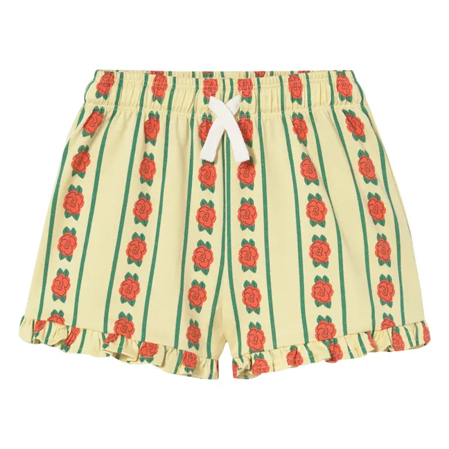 Short Volants Roses Coton Bio | Jaune pâle