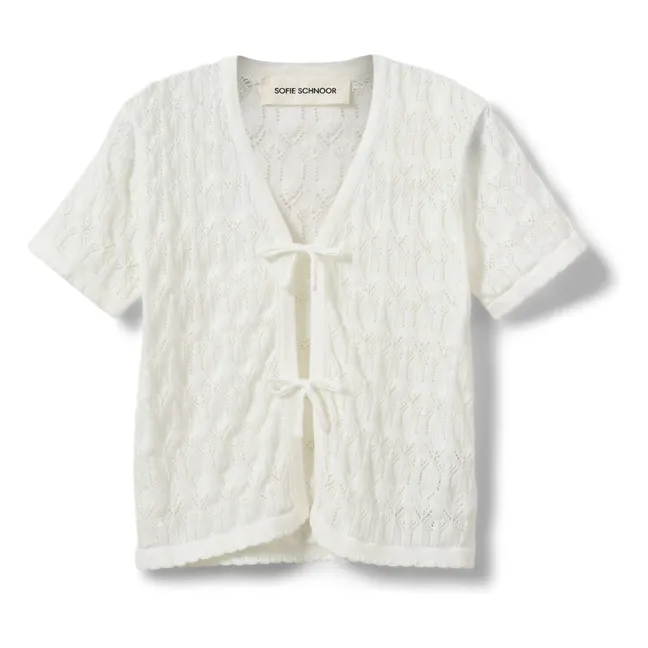 Cardigan Nœuds Manches Courtes Floriana | Blanc cassé