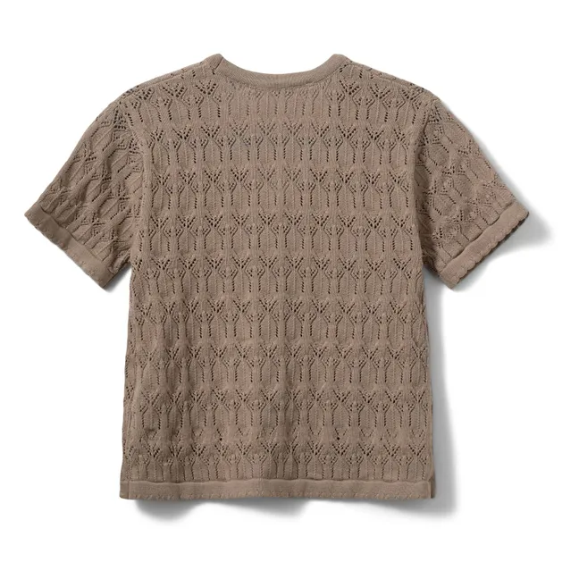 Floriana Short Sleeve Knotted Cardigan | Beige