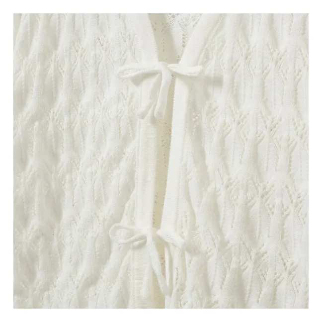 Cardigan Nœuds Manches Courtes Floriana | Blanc cassé