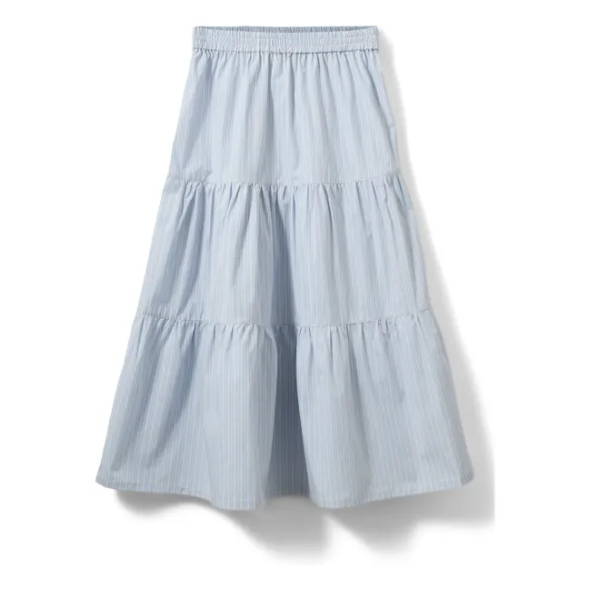 Vivi Striped Long Skirt | Pale blue