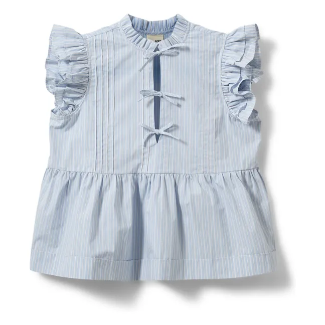 Blusa de rayas Juliette Ruffle | Azul Pálido