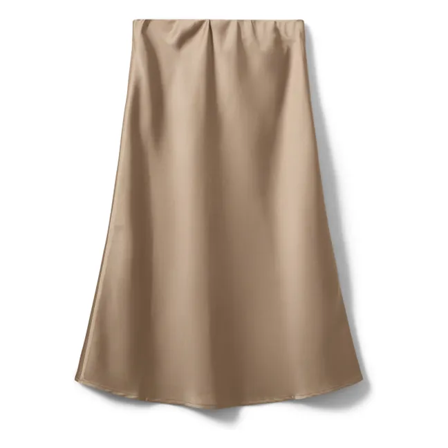 Long Satin Skirt Safia | Beige