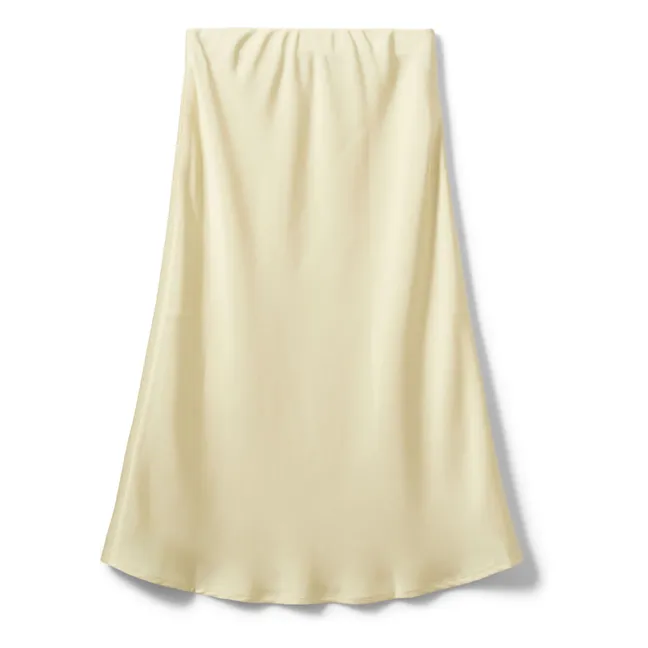 Long Satin Skirt Safia | Pale yellow