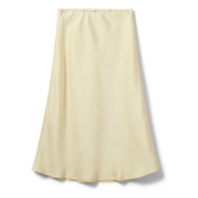 Long Satin Skirt Safia | Pale yellow