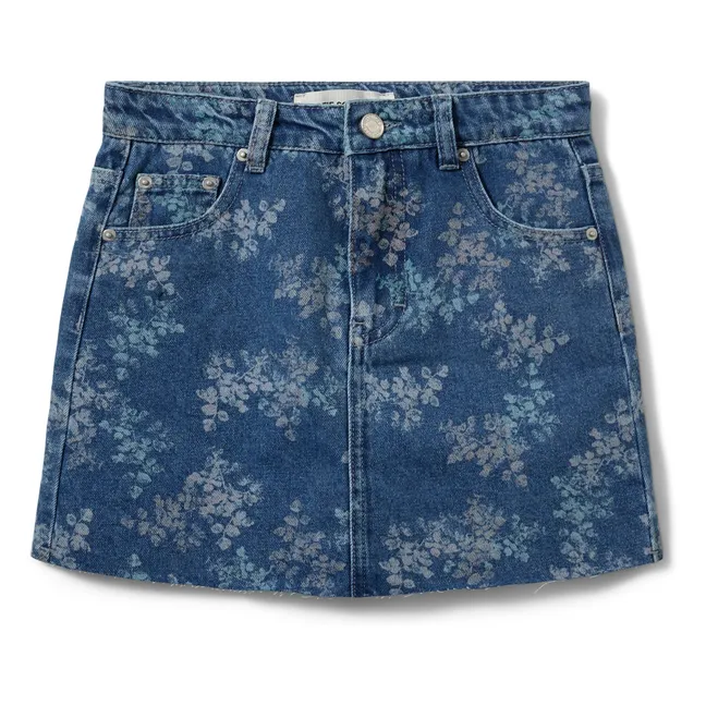 Cally Denim Floral Short Skirt | Denim blue