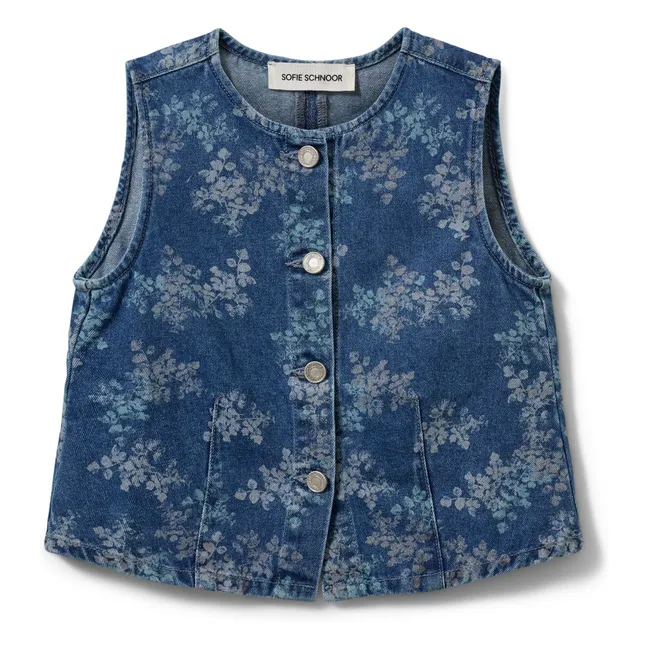 Gilet Denim Carla Fleuri | Bleu jean
