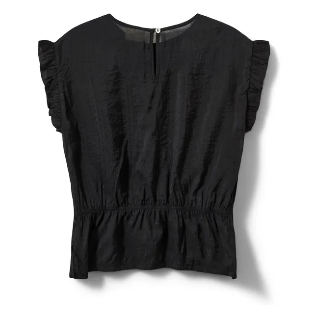 Top sin mangas con volantes Samilia | Negro