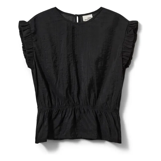 Top sin mangas con volantes Samilia | Negro