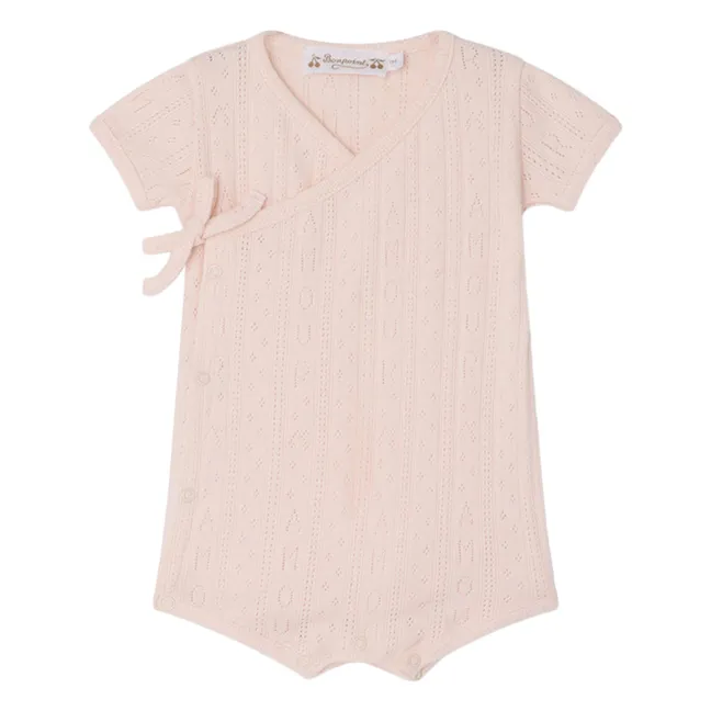 Combishort Pointelle Camomille Coton Bio | Rose poudré