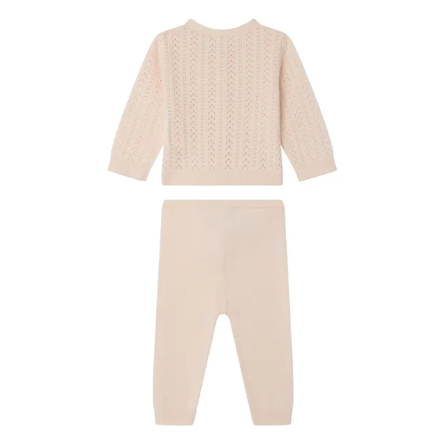 Organic cotton cardigan and legging set | Powder pink