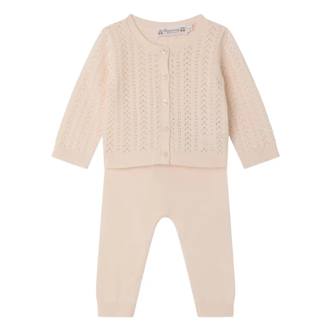 Organic cotton cardigan and legging set | Powder pink