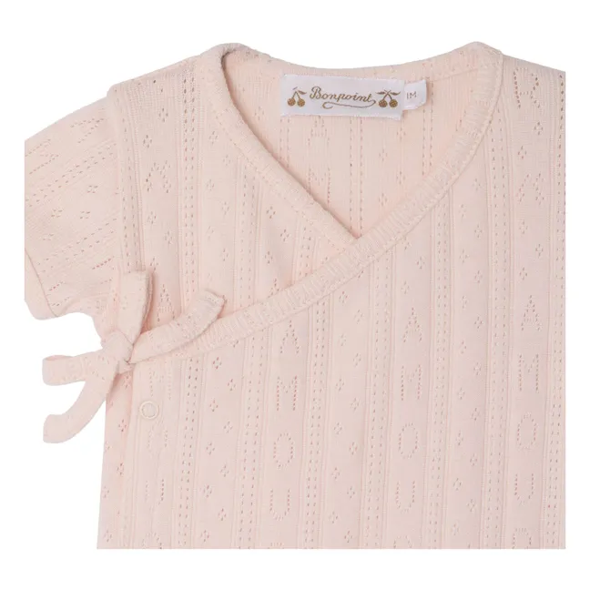 Combishort Pointelle Camomille Coton Bio | Rose poudré