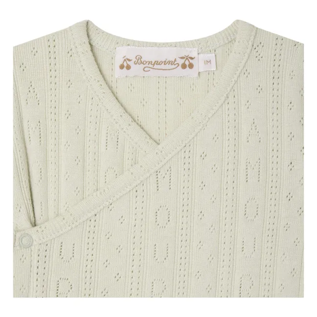 Pointelle Landon Organic Cotton Playsuit | Celadon