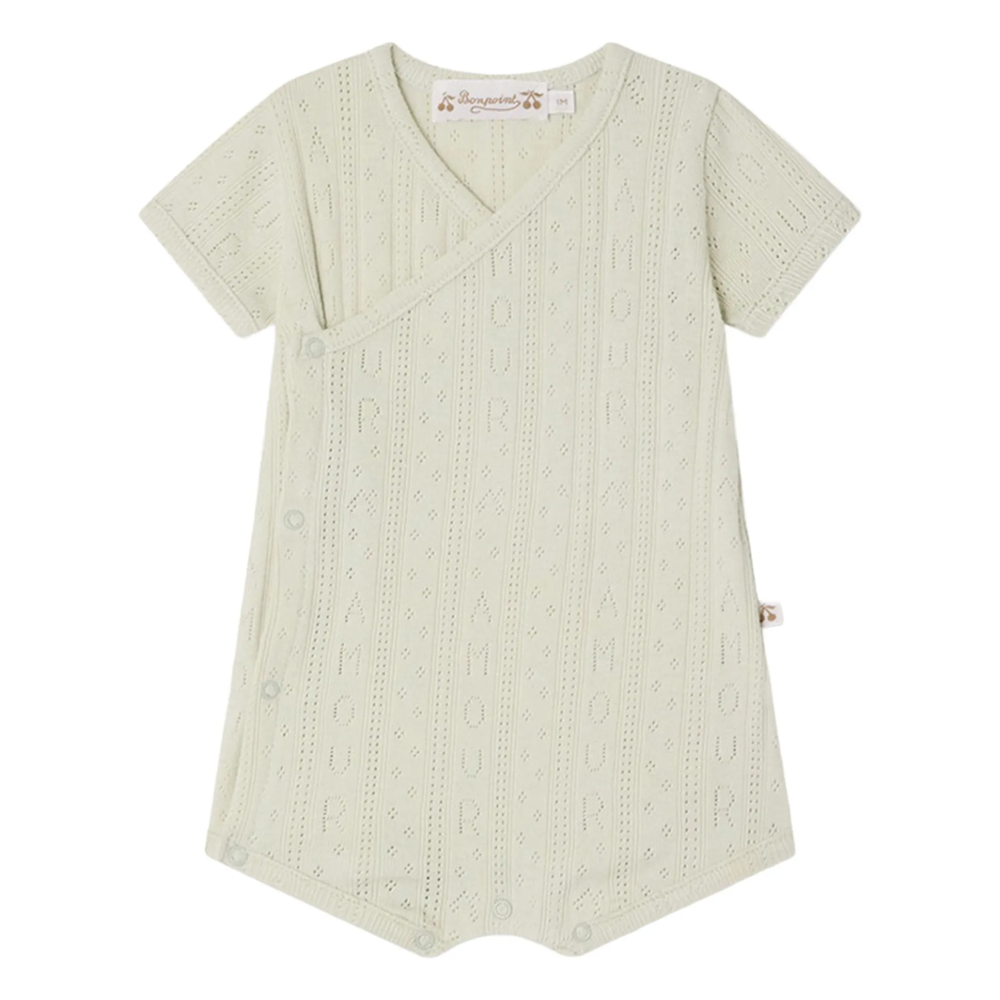 Combishort Pointelle Landon Coton Bio | Vert céladon- Image produit n°0