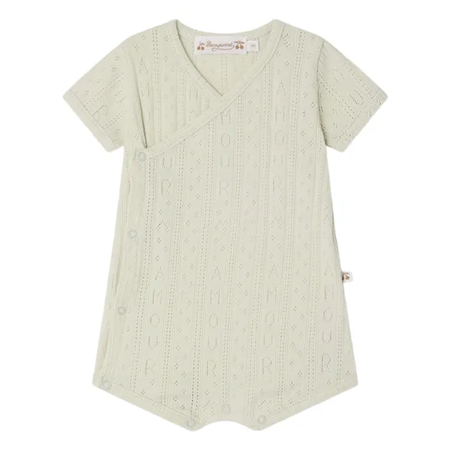 Pointelle Landon Organic Cotton Playsuit | Celadon