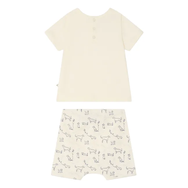 Conjunto de camiseta y pantalón corto de algodón orgánico Fanilo | Crudo