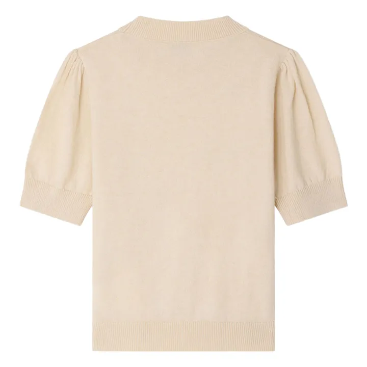 Jersey de manga corta de lana Leola Cerises Paillettées | Beige rosado- Imagen del producto n°2