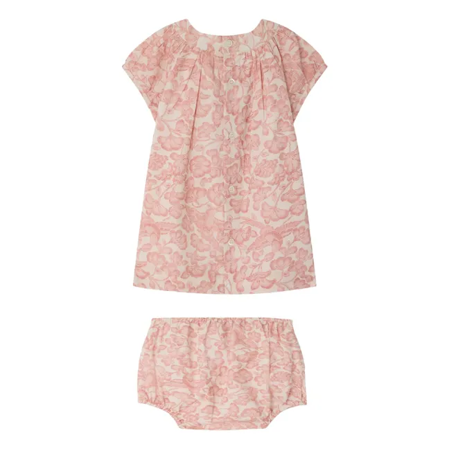 Vestido Cachulí Floreado de Algodón Ecológico | Rosa empolvado