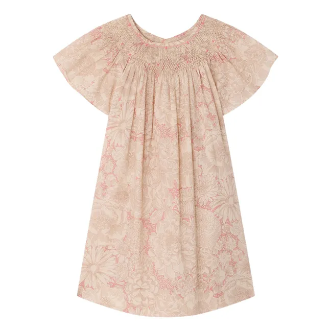 Vestido Arlène Fleurie Smocked de algodón orgánico | Rosa Pálido