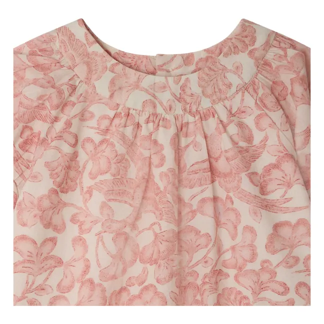 Vestido Cachulí Floreado de Algodón Ecológico | Rosa empolvado