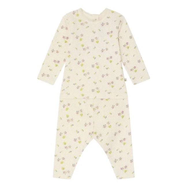 Conjunto de camiseta y legging Genna Floral de algodón orgánico | Crudo