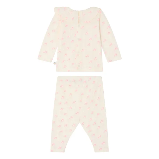 Conjunto de camiseta y legging de algodón ecológico Jelsia Cerises | Crudo