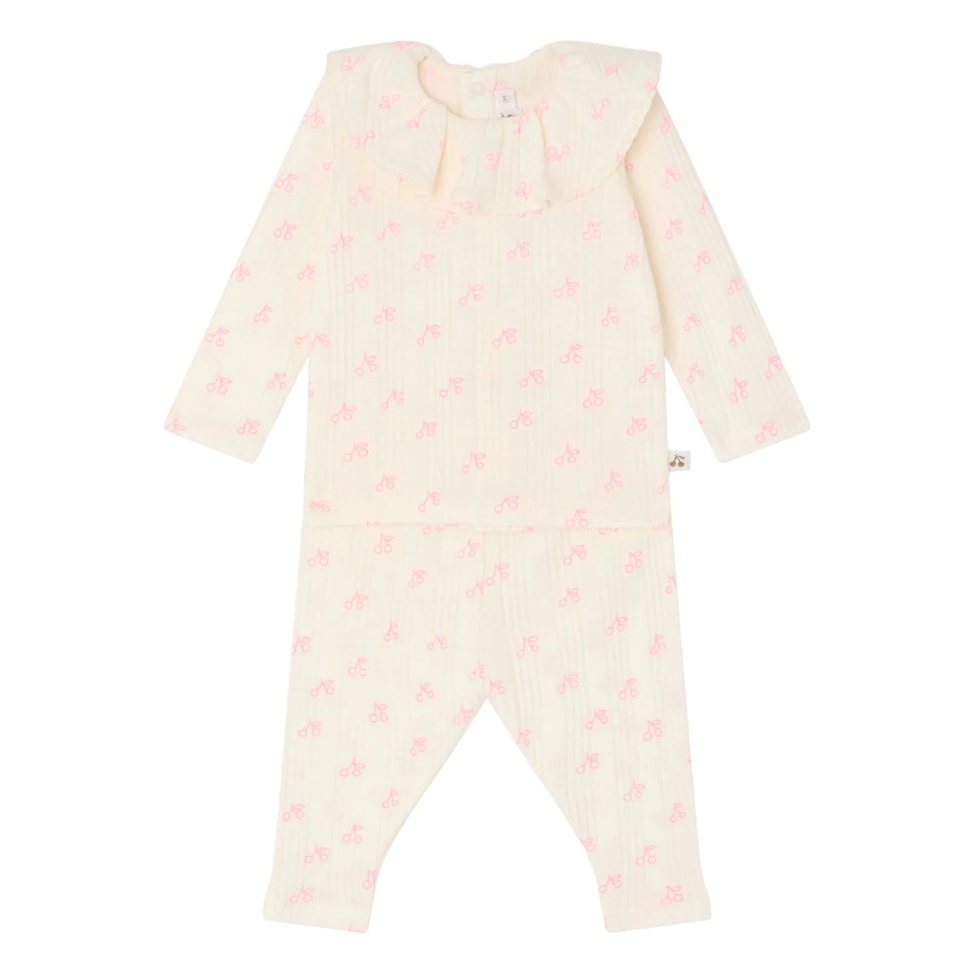 Bonpoint Ecru Jelsia Cerises Organic Cotton T-Shirt And Legging Set