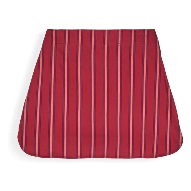 Selena Cotton striped skirt | Red