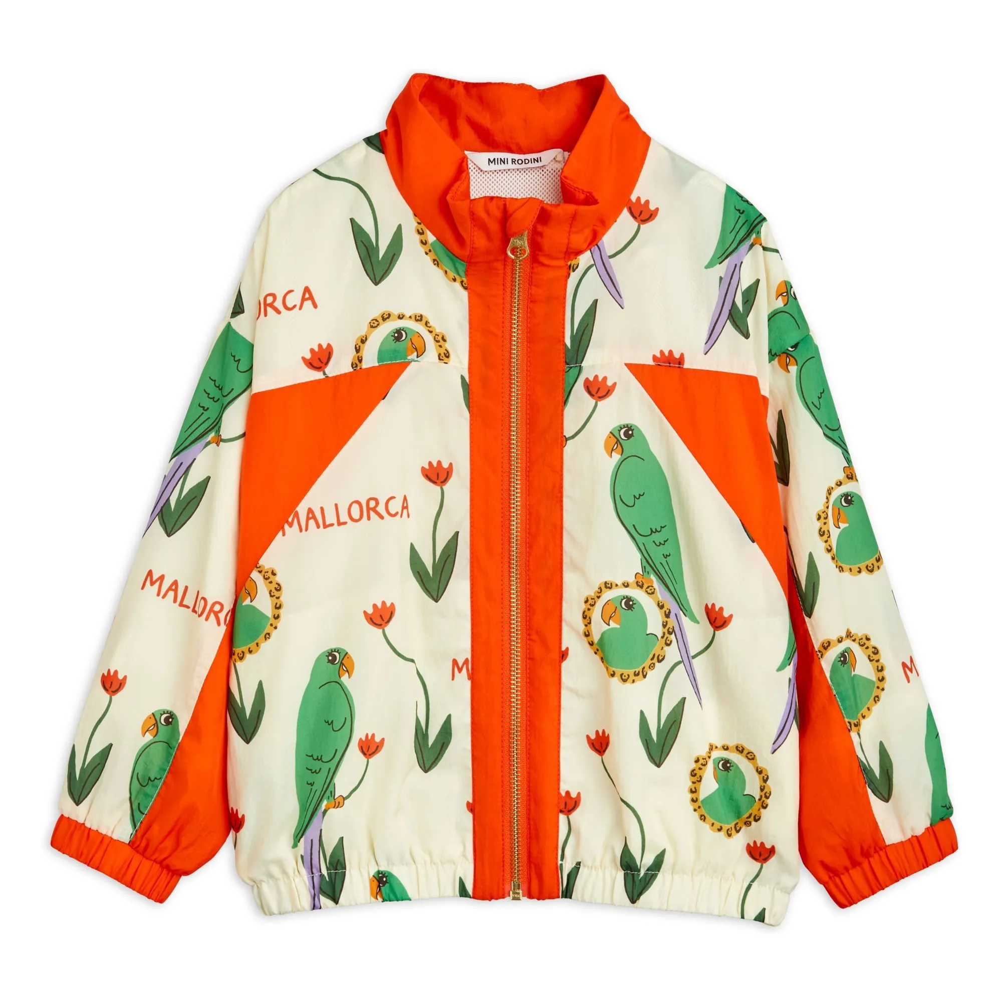 Mini Rodini Ecru Recycled Fiber Parrot Windbreaker